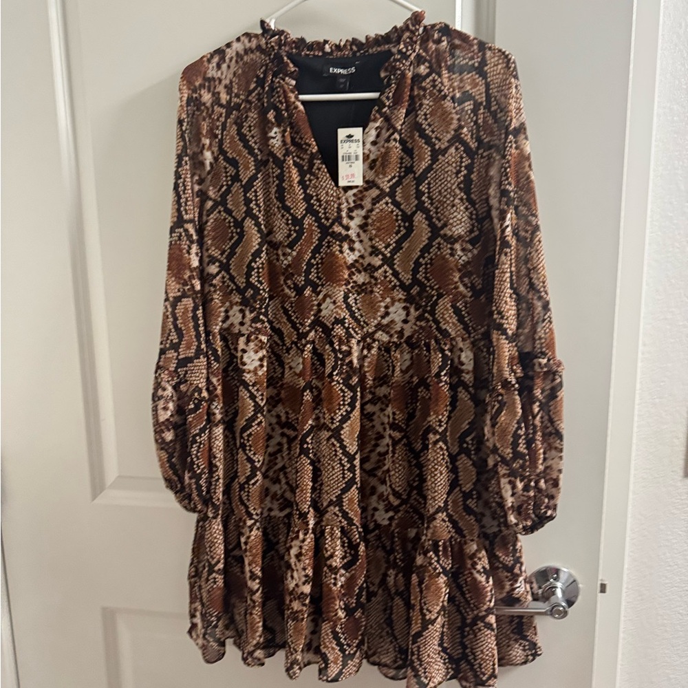 Express Brown Snake Print Dress